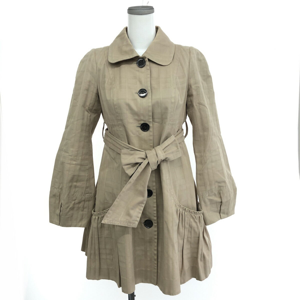 BURBERRY BLUE LABEL バーバリーブルーレーベル ステンカラー コート サイズ:38 ベージュ 綿 レディース アウター チェック 【中古】