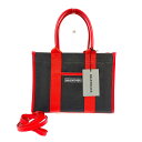 BALENCIAGA バレンシアガ ハードウェアスモール トートバッグ 671402 ブラック×レッド キャンバス×レザー レディース ショルダー bag 【中...