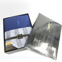 YvesSaintLaurent(YSL) イヴサンローラン 泰道リビング 肌掛け ふとん 美品 140×190 ネイビー YSLロゴ ペイズリー柄 ヴィンテー...