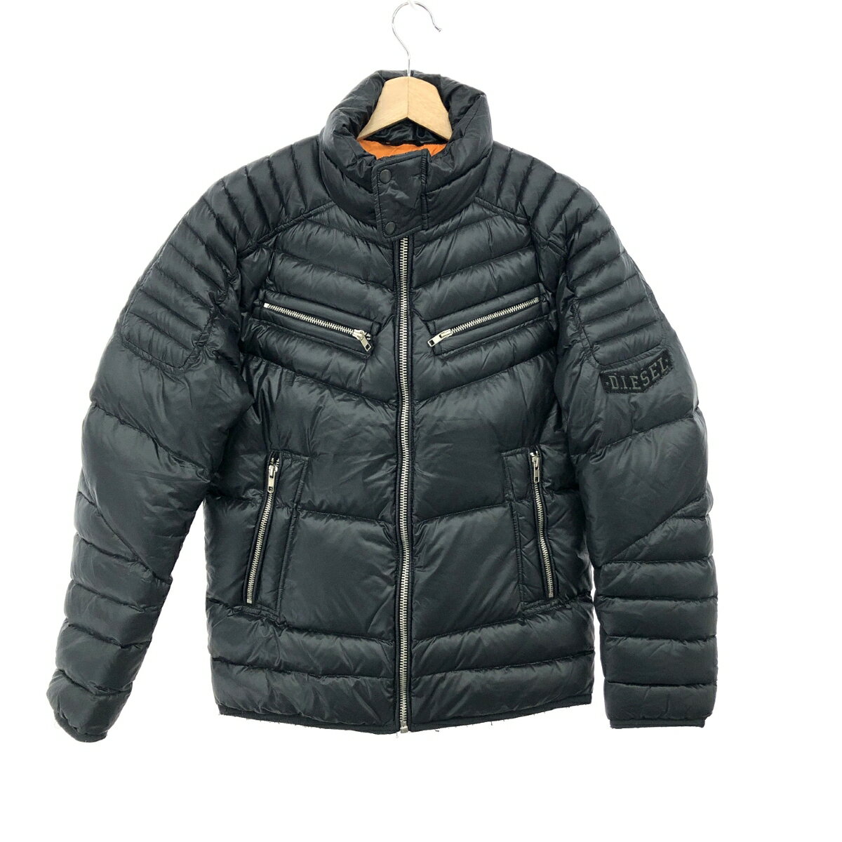 DIESEL ディーゼル ジップデザイン ダウンジャケット サイズ:S ブラック メンズ アウター 【中古】