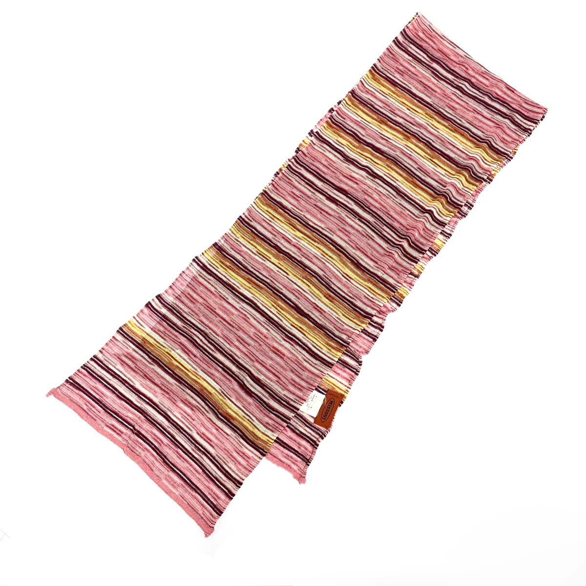 MISSONI ミッソーニ ストール 良好 ボルドー コットン混 ボーダー レディース イタリア製 服飾小物 【中古】