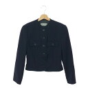 EMPORIO ARMANI エンポリオアルマーニ ノーカラー ジャケット サイズ:38 ネイビー レディース アウター 【中古】(4)