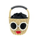 a-jolie アジョリー かごバッグ 良好 ベージュ ラタン 籐 パールサングラス レディース ミニハンド bag 鞄 【中古】