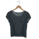 HIROKO KOSHINO ヒロココシノ 半袖 ブラウス 未使用品 サイズ:40 ブラック/ブラウン レディース トップス パワーネット カットソー 【中古】