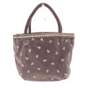 ANNA SUI アナスイ 巾着ミニ トートバッグ 良好 パープル ベロア調 フリル バタフライ レディース bag 鞄 【中古】