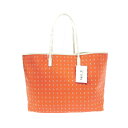 agnes b. アニエスベー ラージ トートバッグ 未使用品 オレンジ PVC コーティングキャンバス マックス モノグラム レディース bag 鞄 【中古】(4)