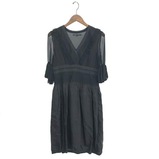 MARC JACOBS マークジェイコブス シルク ワンピース 良好 サイズ:6 ブラック レディース Vネック フリル 【中古】 MARC JACOBS マークジェイコブス シルク ワンピース 良好 サイズ:6 ブラック レディース Vネック フリル 【中古】