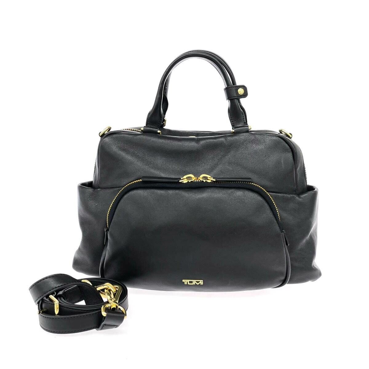 TUMI トゥミ 2WAY ハンドバッグ 良好 ブラック レザー レディース ショルダー 斜め掛け bag 鞄 【中古】