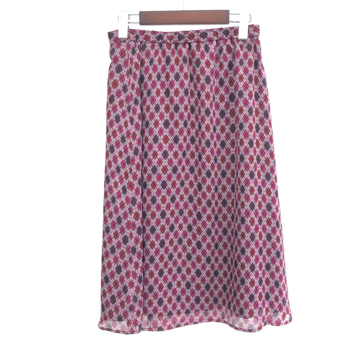 NARACAMICIE ナラカミーチェ アーガイルシフォンミディ丈スカート スカート 未使用品 サイズ:3 ピンク レディース 大きいサイズ 【中古】