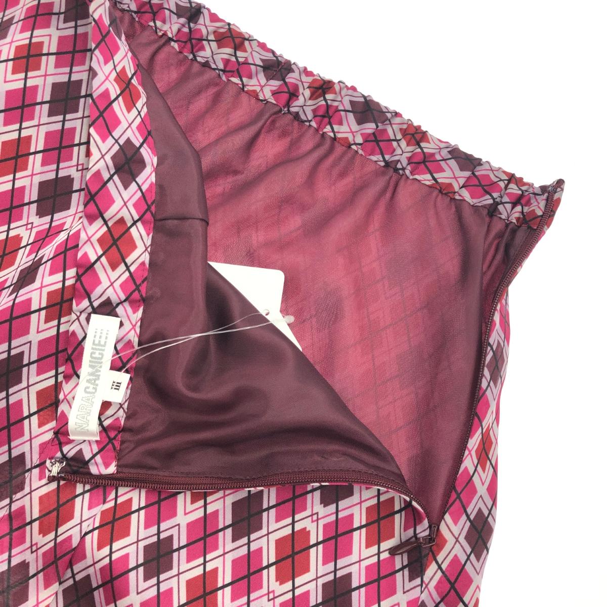 NARACAMICIE ナラカミーチェ アーガイルシフォンミディ丈スカート スカート 未使用品 サイズ:3 ピンク レディース 大きいサイズ 【中古】