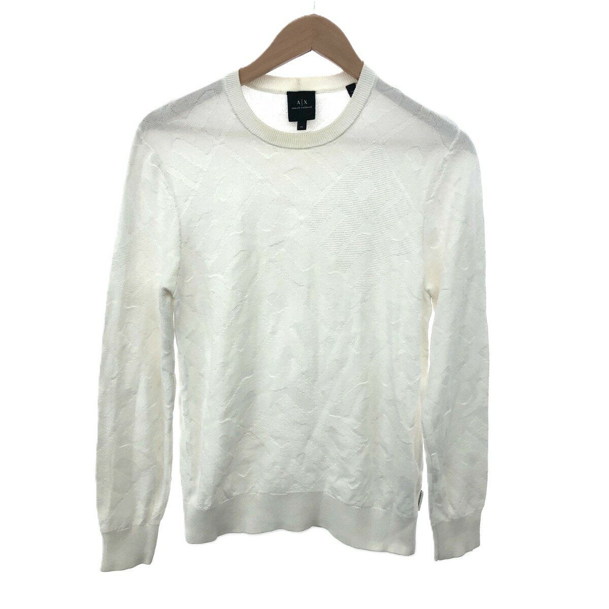 ARMANI EXCHANGE アルマーニエクスチェンジ クルーネックセーター ニット サイズ:XS ホワイト コットン メンズ トップス 【中古】