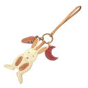genten ゲンテン キーリング ベージュ レザー ラビット ウサギ レディース チャーム キーホルダー 【中古】