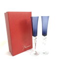 Baccarat バカラ ミルニュイ フルーティッシモ シャンパングラス 2客セット 箱付 ブルー/クリア ガラス食器 【中古】