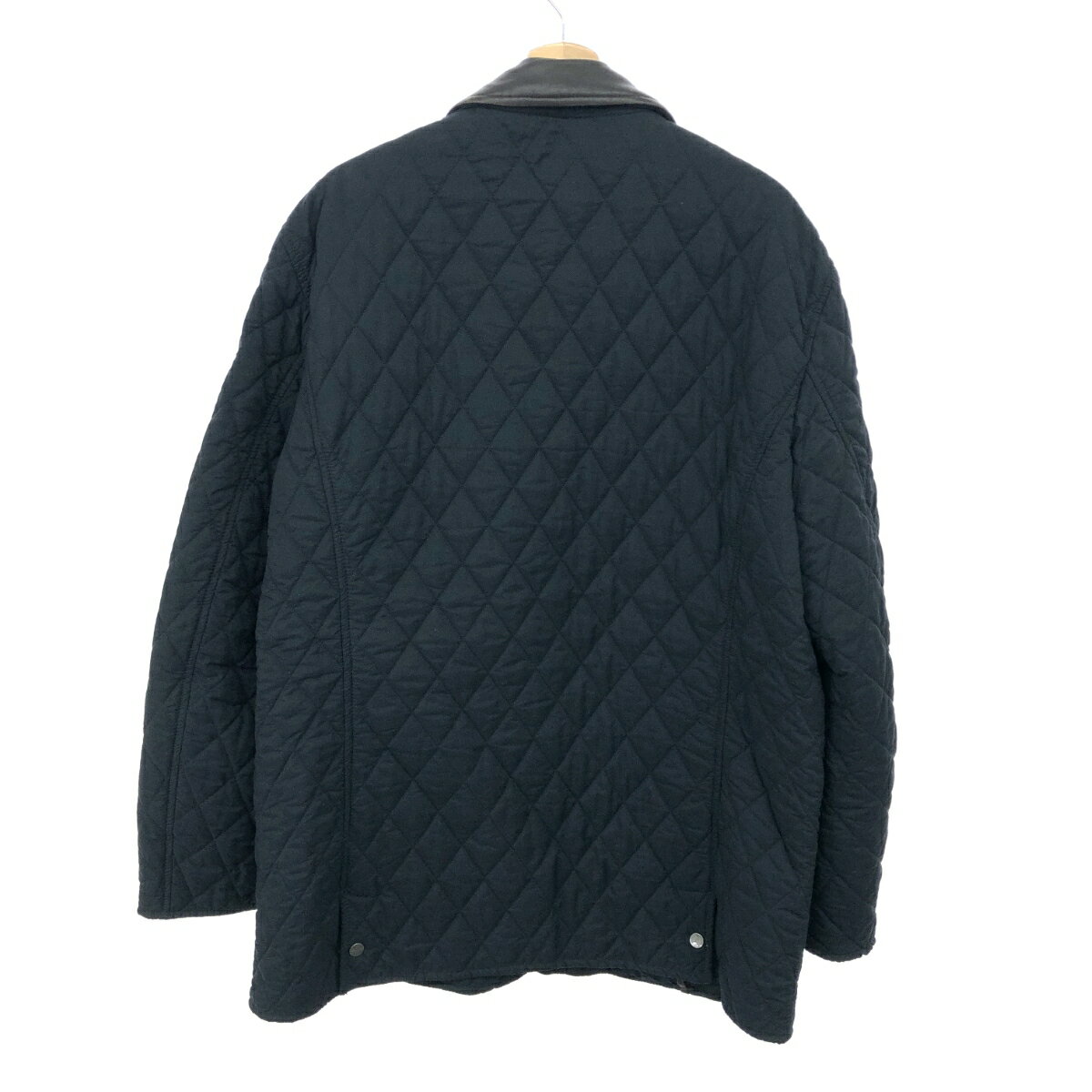 Salvatore Ferragamo サルヴァトーレフェラガモ キルティング コート サイズ:58 ネイビー メンズ レザー使い アウター 【中古】