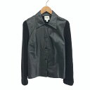 GIANFRANCO FERRE ジャンフランコフェレ レザー切替ニットジャケット ジャケット サイズ:42 ブラック レディース アウター 【中古】