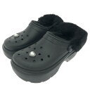 crocs クロックス 厚底ファー サンダル 表記サイズ:8 ブラック ストンプライドクロッグ レディース 靴 シューズ shoes 【中古】