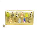 tsumori chisato CARRY ツモリチサトキャリー ラウンドファスナー 長財布 美品 57922 ゴールドカラー レザー ドロップ レディース 【中古】