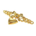 NINA RICCI ニナリッチ ブローチ 良好 ゴールドカラー GP スウィング リボン ハート レディース アクセサリー 【中古】