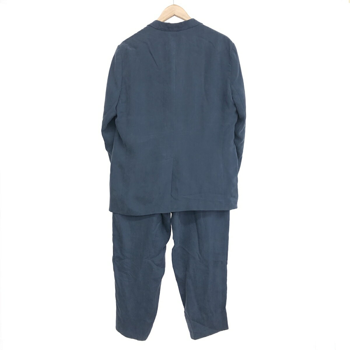 ESTNATION エストネーション SUPER100’S チェック 段返り3B セットアップ 良好 サイズ:46 ネイビー メンズ 上下セット スーツ 【中古】