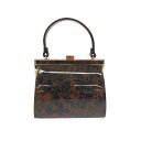 bag バッグ がま口ハンドバッグ ブラウン べっ甲柄 エナメル調 レディース ドレス bag 鞄 【中古】