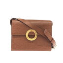 CELINE セリーヌ ショルダーバッグ ブラウン レザー サークルロゴ レディース OLD オールド 斜め掛け bag 鞄 【中古】