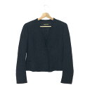 HIROKO KOSHINO ヒロココシノ ノーカラーツイード ジャケット 良好 サイズ:40 ブラック レディース アウター 【中古】