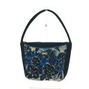 FEILER フェイラー ワンショルダーバッグ ブラック×ブルー シェニール織 レディース bag 鞄 【中古】