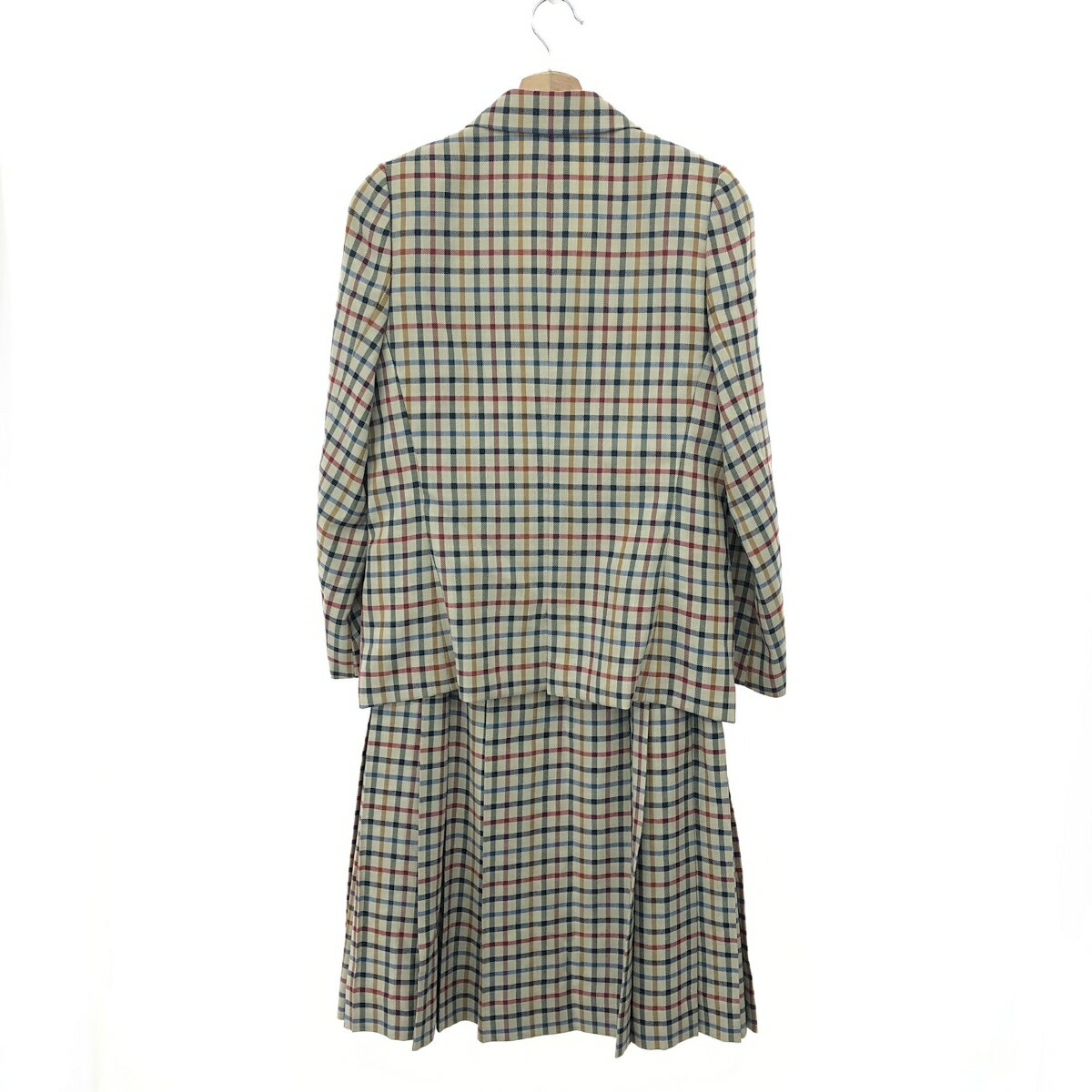 DAKS LONDON ダックスロンドン ジャケット＆プリーツスカート スーツ チェック柄 セットアップ サイズ:9号 ベージュ レディース 【中古】