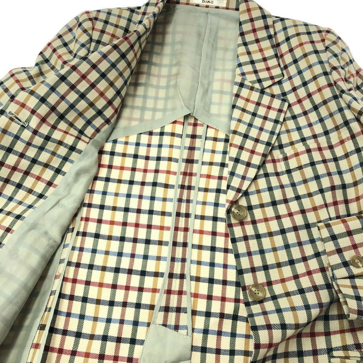 DAKS LONDON ダックスロンドン ジャケット＆プリーツスカート スーツ チェック柄 セットアップ サイズ:9号 ベージュ レディース 【中古】