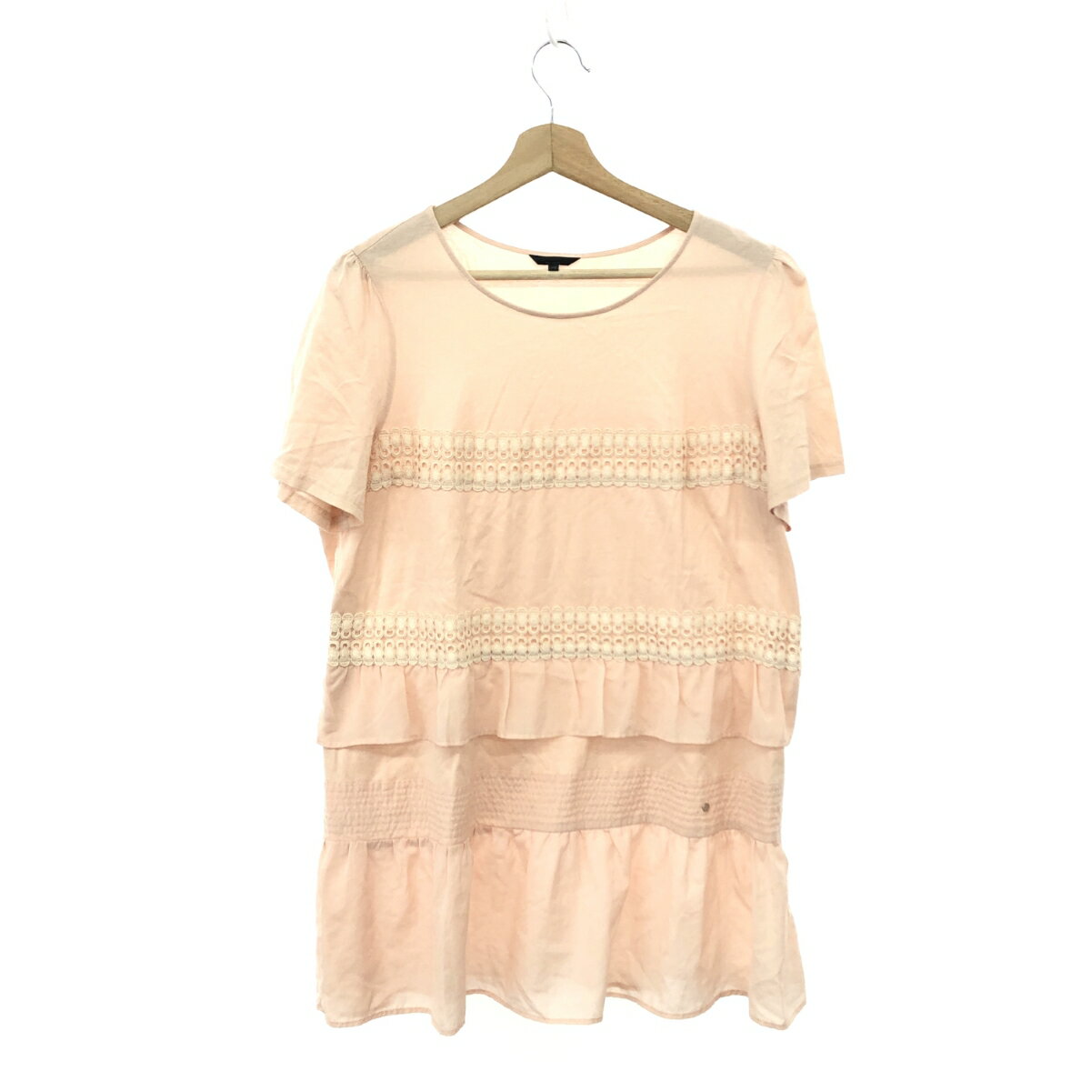 TO BE CHIC トゥービーシック チュニック 良好 大きいサイズ:46 ピンク レディース ティアード 刺繍 トップス 【中古】