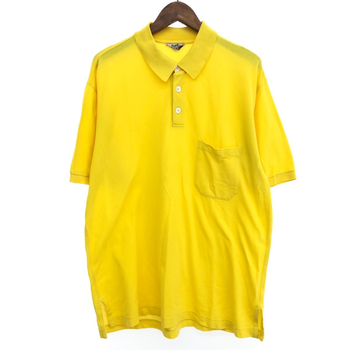 HERMES エルメス Hロゴ刺繍 半袖ポロシャツ Tシャツ 良好 サイズ:サイズ不明 イエロー メンズ トップス 【中古】