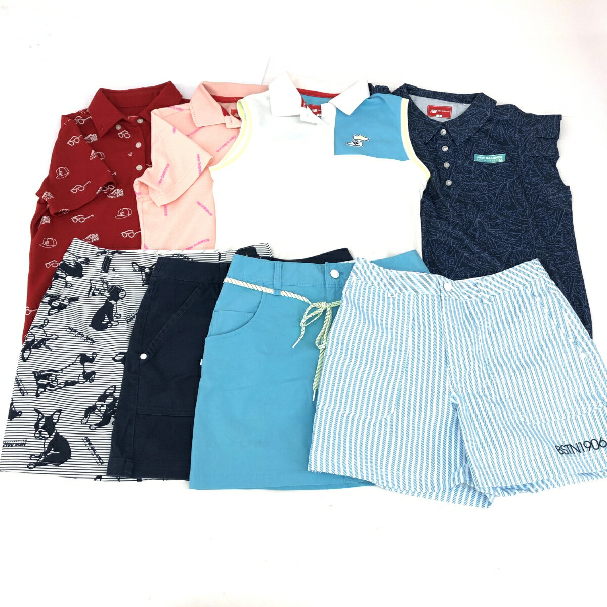 new balance ニューバランス ゴルフウエア8点 まとめ サイズ:0～2 トップス×4＆ボトムス×4 マルチカラー レディース【中古】