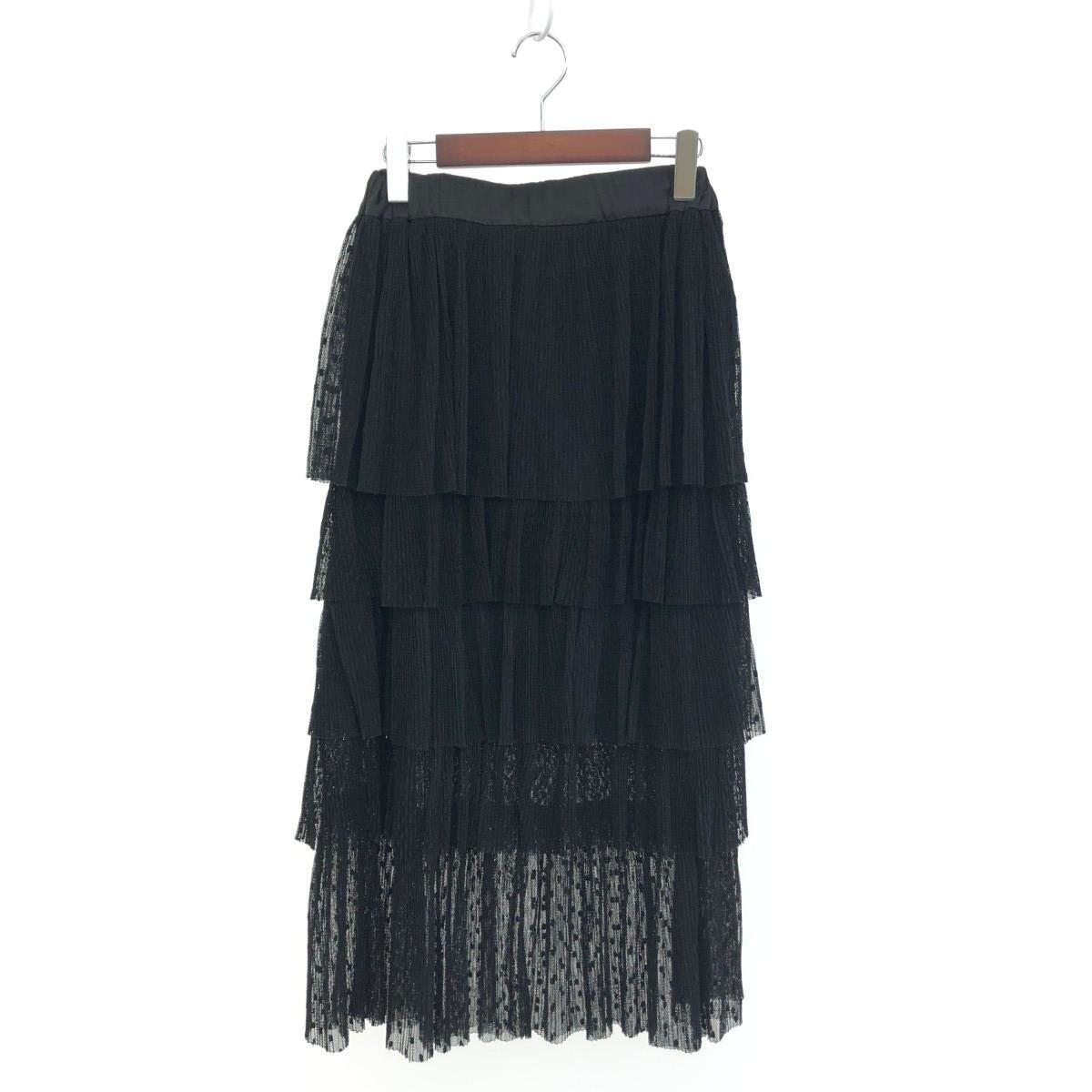 DOUBLE STANDARD CLOTHING ダブルスタンダード ドッティアードスカート サイズ:38 総レース ブラック レディース【中古】