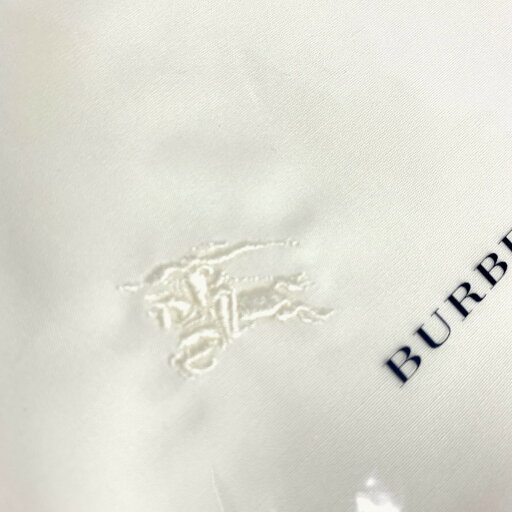 BURBERRY バーバリー ワイシャツ仕立用生地 未使用品 無地/お仕立て券なし/綿/ロゴ刺繍 ホワイト メンズ【中古】