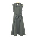L'Or ロル Sleeveless Coat Dress 良好 サイズ:F トレンチ風/ノースリーブ/ロング/フレア or222-18 グレー レディース【中...