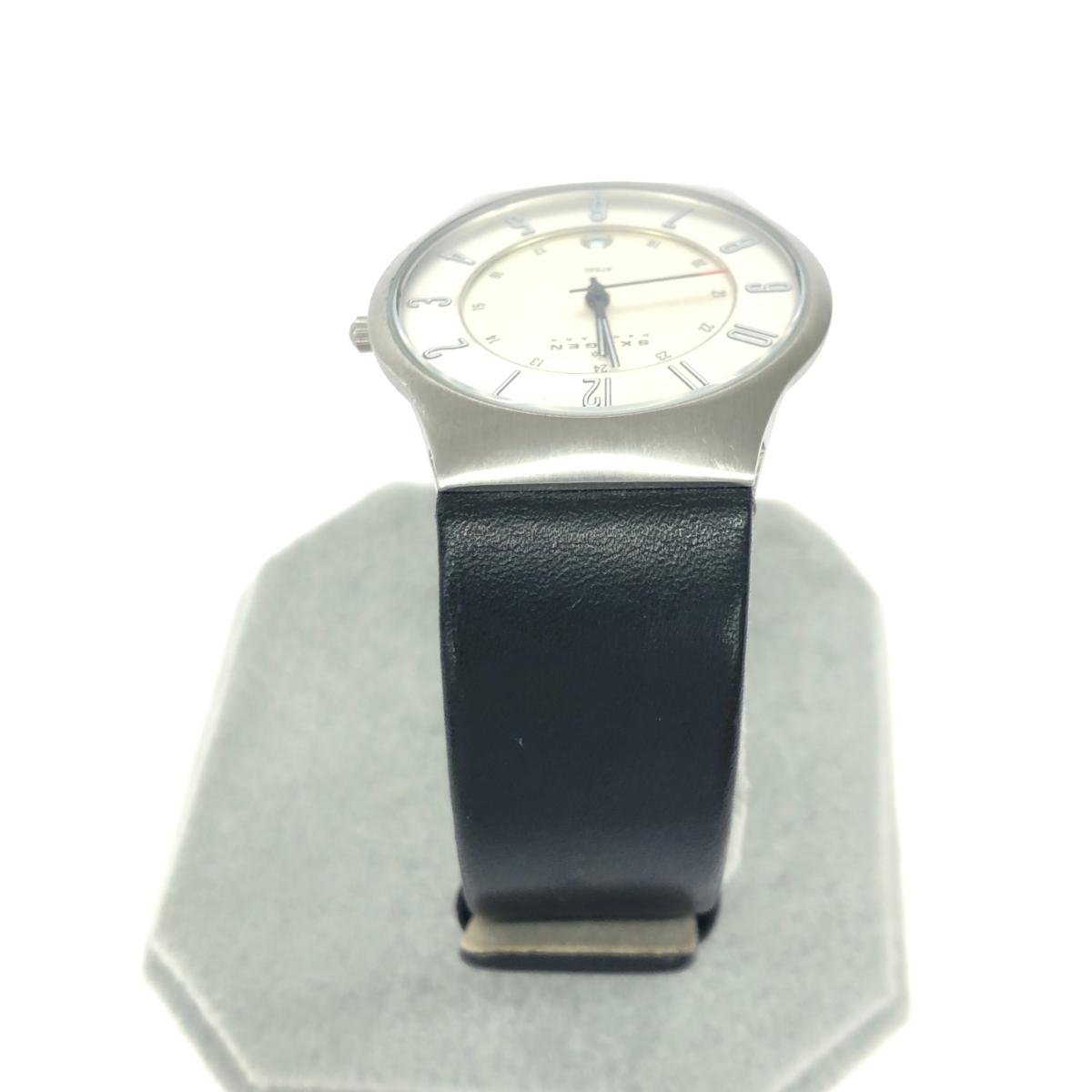 Skagen スカーゲン 腕時計 クォーツ/SS/レザー/233XXLSLC ブラック/シルバーカラー メンズ【中古】