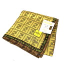 FENDI フェンディ 大判ハンカチ 未使用品 58×58 シルク×コットン ブラウン レディース【中古】