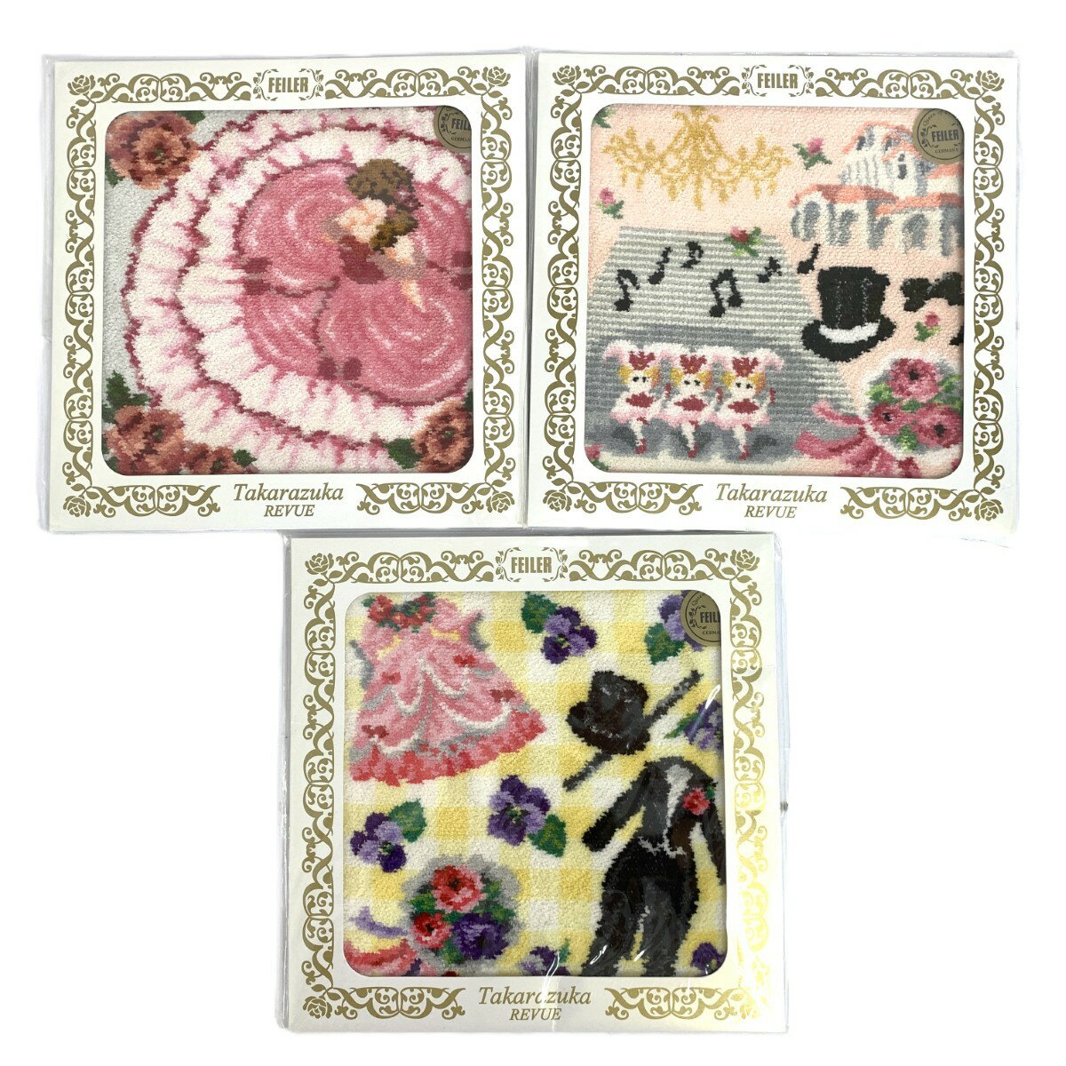 FEILER フェイラー タオルハンカチ/宝塚/3枚セット 未使用品 シェニール織 マルチカラー/イエロー レディース【中古】のサムネイル