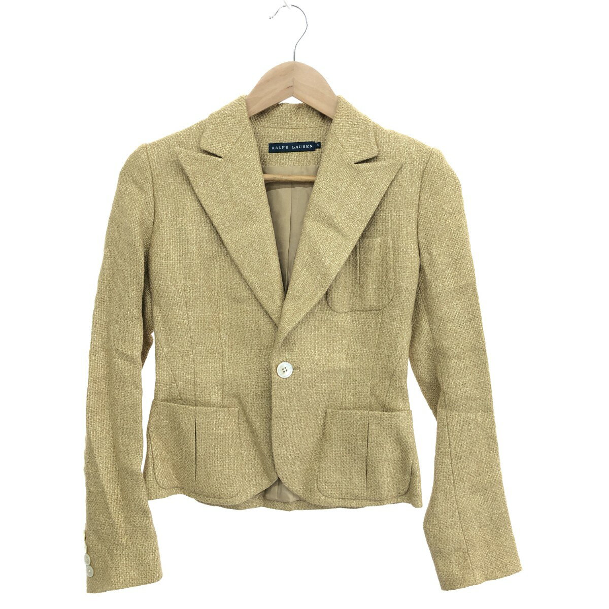 RALPH LAUREN ラルフローレン テーラードジャケット 良好 サイズ:0 リネン/シルク ベージュ レディース【中古】