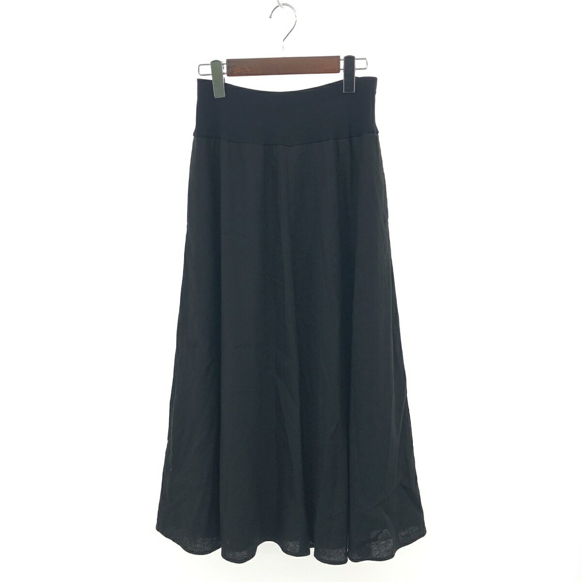 BEARDSLEY ビアズリー リネンフレアースカート 美品 サイズ:1 ロング 2024SS 麻80％ ブラック レディース【中古】