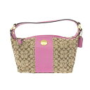 COACH コーチ アクセサリーポーチ/ベティポーチ ミニシグネチャー 41492 パープル/ベージュ レディース【中古】