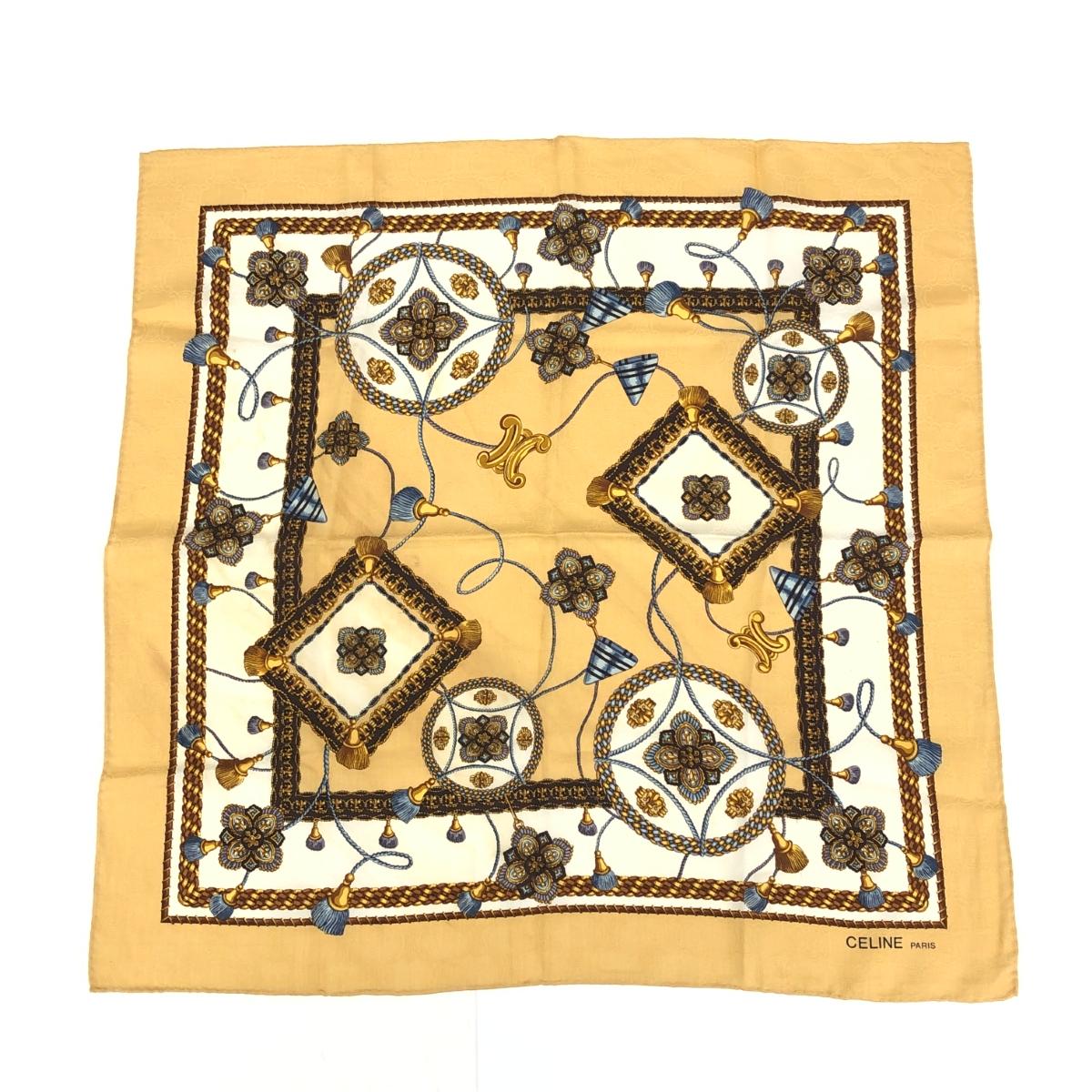 CELINE セリーヌ ミニスカーフ マカダム/タッセル/シルク ベージュ レディース【中古】