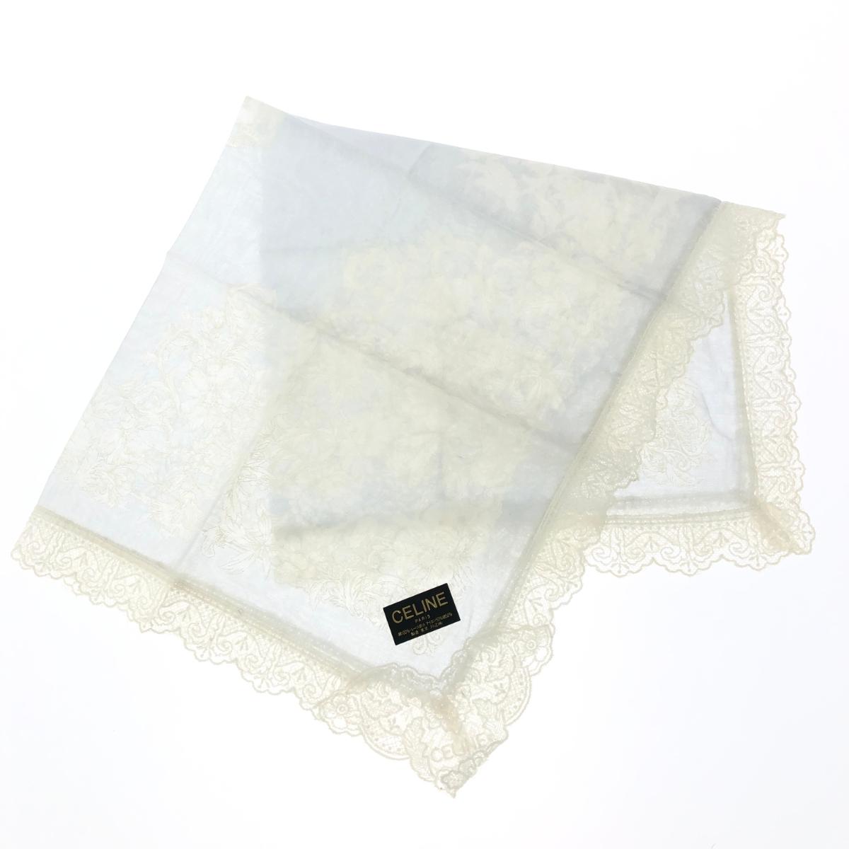 CELINE セリーヌ ハンカチ 未使用品 レース/綿100％ ホワイト レディース【中古】