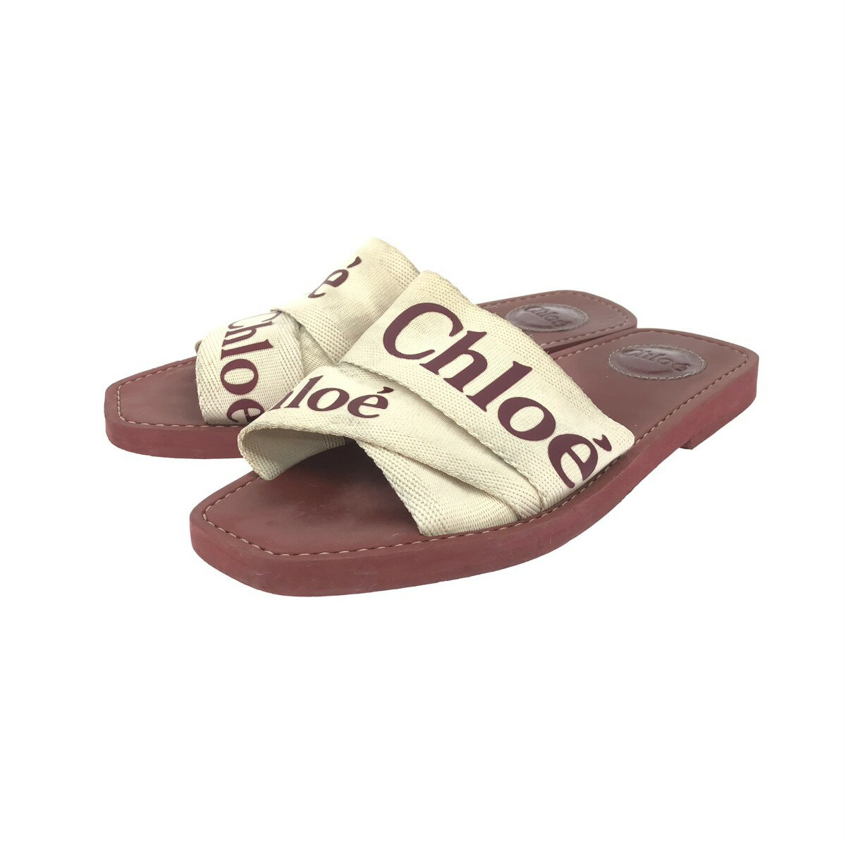 Chloe クロエ サンダル 表記サイズ:37 ロゴ/37 ボルドー レディース【中古】