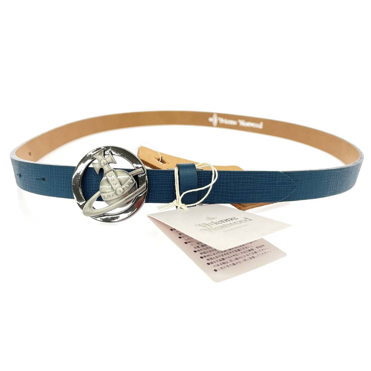 Vivienne Westwood ヴィヴィアンウエストウッド ナローベルト 新品同様 オーブバックル/レザー 673VW679 ネイビー レディース【中古】