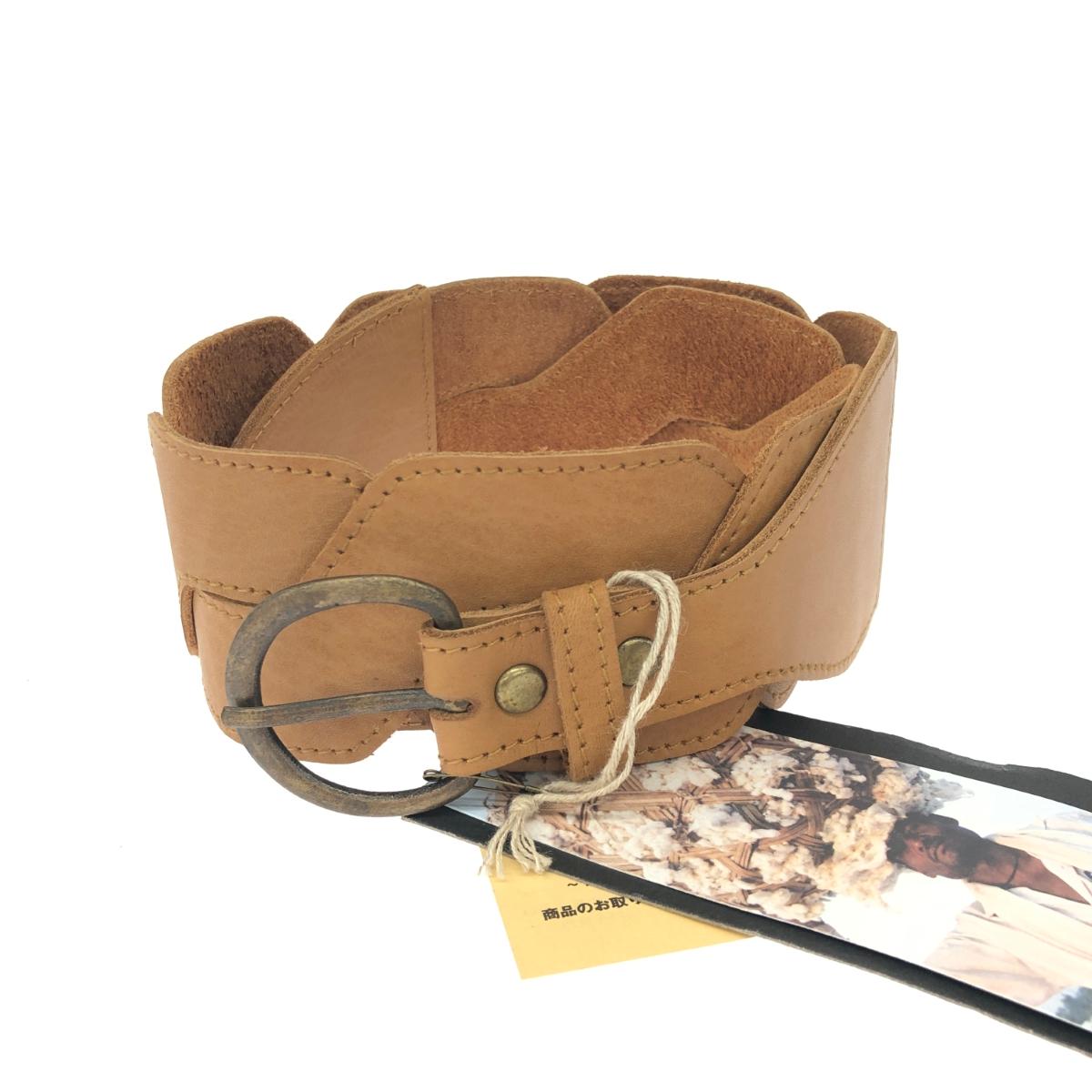 People Tree ピープルツリー ベルト 良好 編み込み/レザー/キャメル ブラウン レディース【中古】