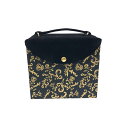 Elegance エレガンス バニティバッグ/メイクボックス 唐草/タッセル/ベロア調 ブラック レディース【中古】