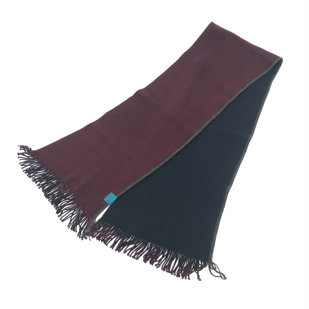 Paul Smith JEANS ポールスミスジーンズ フリンジマフラー ダブルフェイス/オーガニックコットン ブラ..