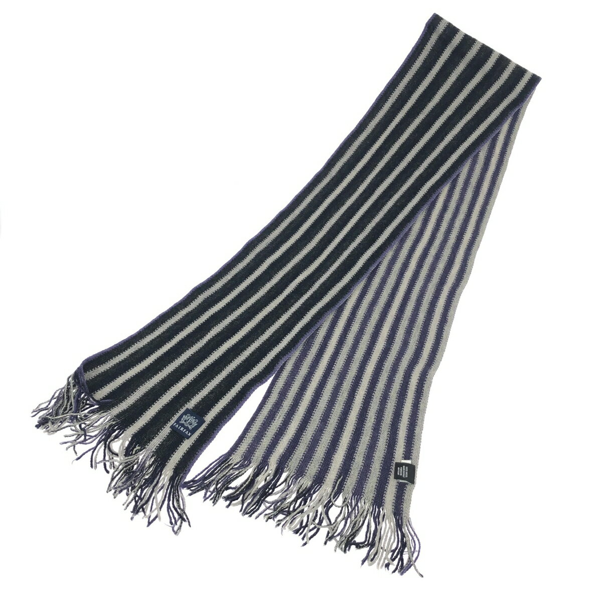 FAIRFAX フェアファクス フリンジマフラー ボーダー/ウール ブラック メンズ【中古】