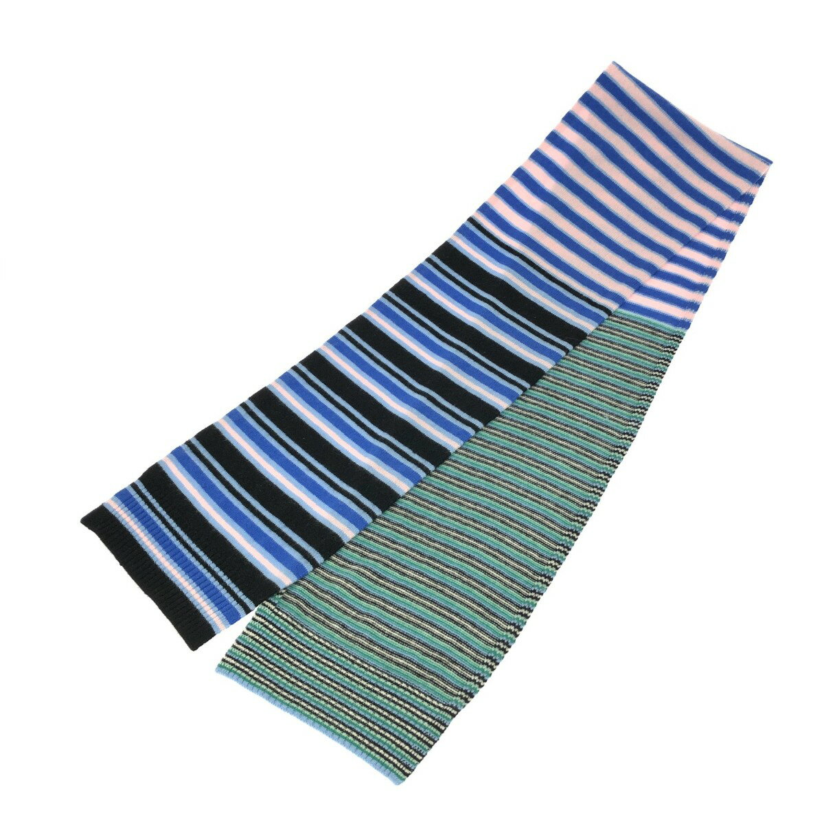 UNIQLO ユニクロ マフラー/マルニコラボ 良好 ボーダー柄8/カシミヤ グレー レディース【中古】のサムネイル